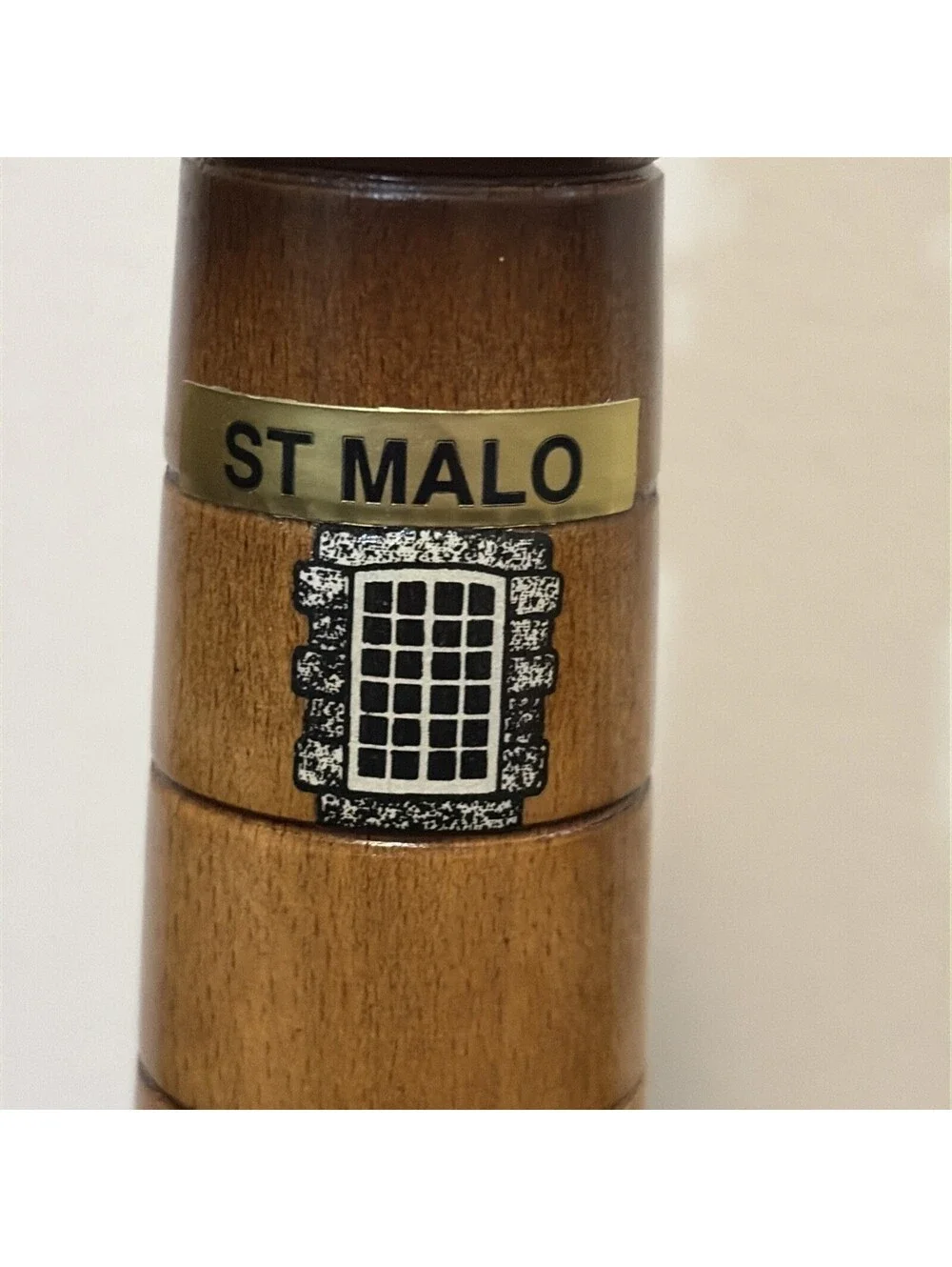 Vintage Wooden Lighthouse Lamp 11”-Euro Version-St. Malo